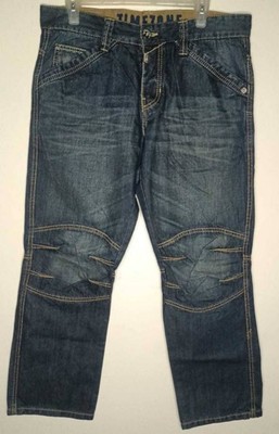 Men's TIMEZONE 26-5065 Dark Blue Moto Biker Style Jeans 100% Cotton Pre-Owned