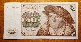 50 DM Deutsche Bundesbank 1980 Holstentor Lübeck org. Banknote