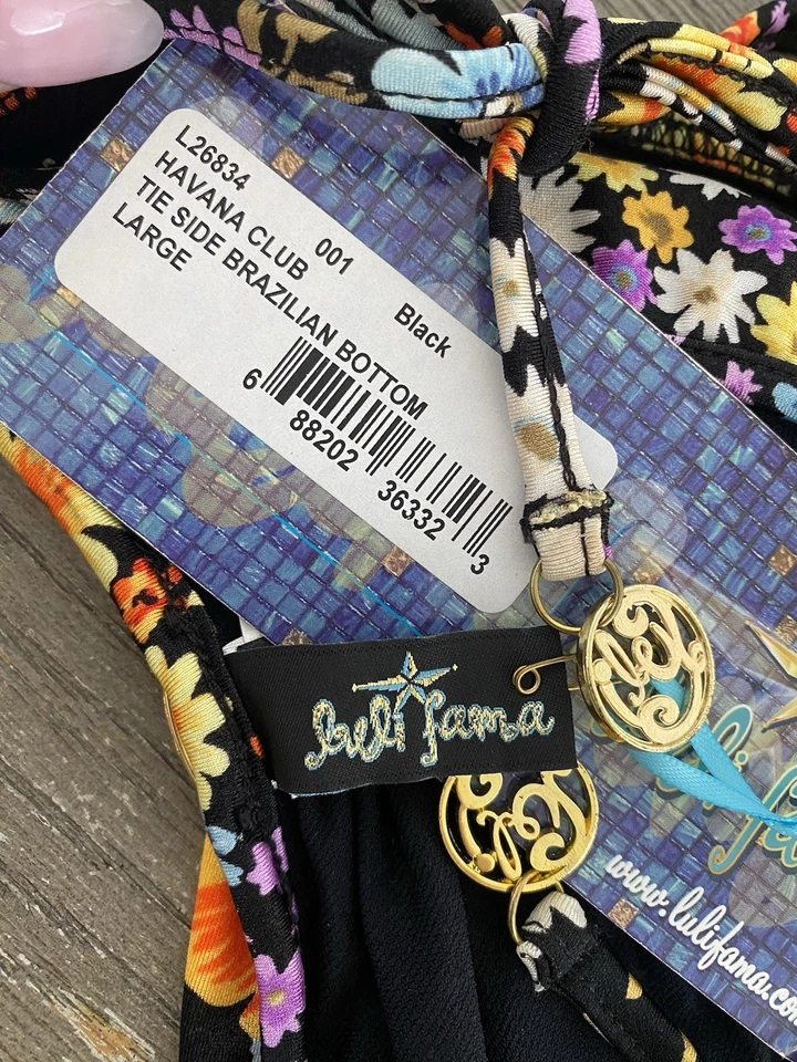 Luli Fama Bikini Swim Bottom L Havana Club Tie Side Brazilian NWT Multicolor - Image 4 of 4