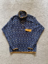 Patagonia Synchilla Snap-T Pullover Fleece Men  s Large Blue Gold White Pattern