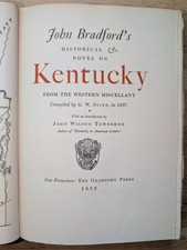 John Bradford's Historical & Notes on Kentucky / Grabhorn Press / Map /1932