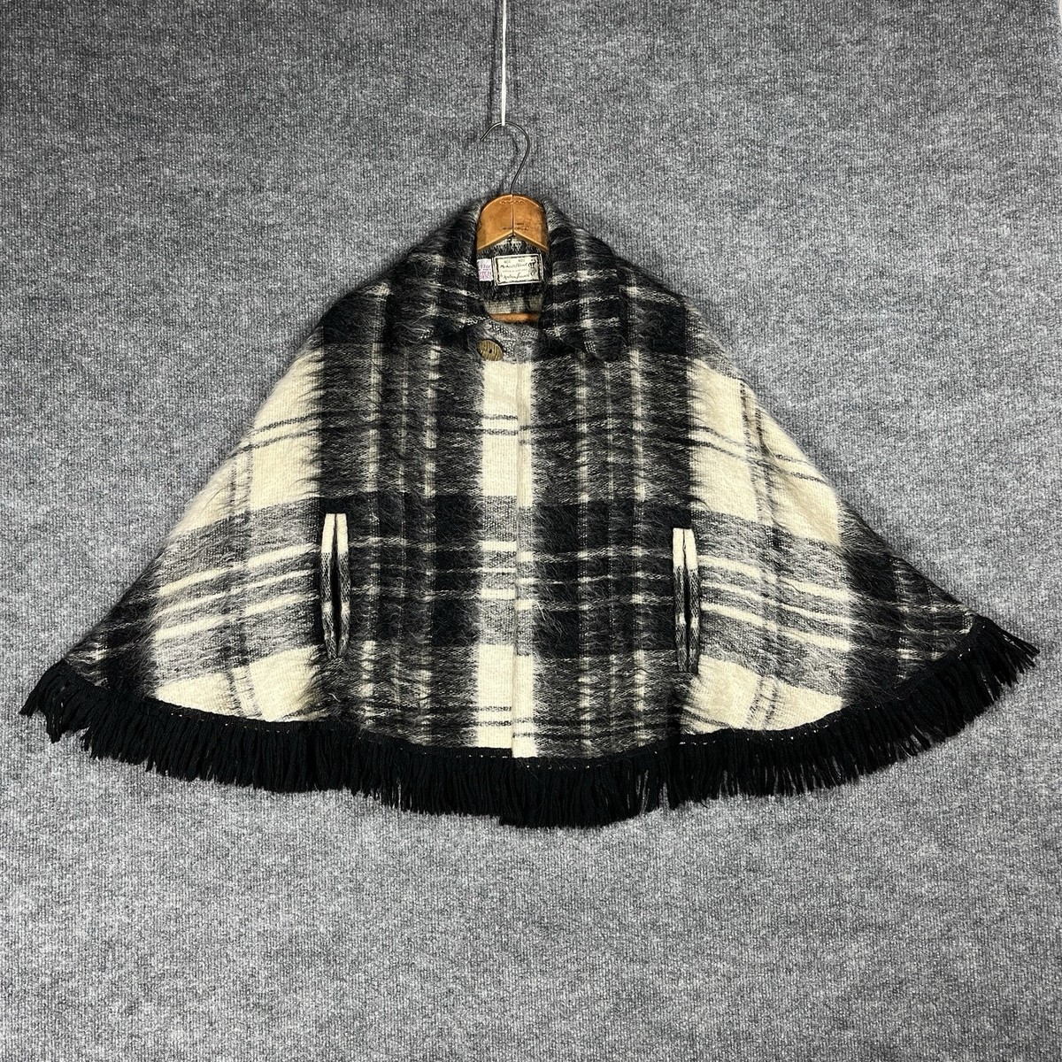 argue★SHETLAND WOOL LINEN VINTAGE PONCHO VINTAGE 50s 60s Andrew Stewart Cape Poncho Wool & Mohair Woven