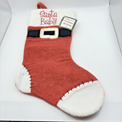 Ganz Baby's 1st Christmas Stocking Santa Baby Red Santa Belt 15'' Holiday