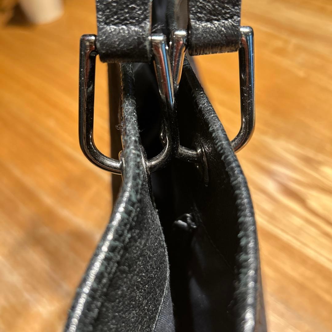 GUCCI Canvas Tote Bag Women Black Silver Hardware Durable Authentic thumbnail 11