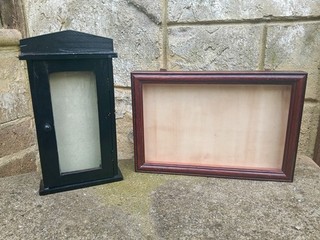 2x Vintage Feature Display Shadow Box Case Old Curios Wall Collector's Cabinet