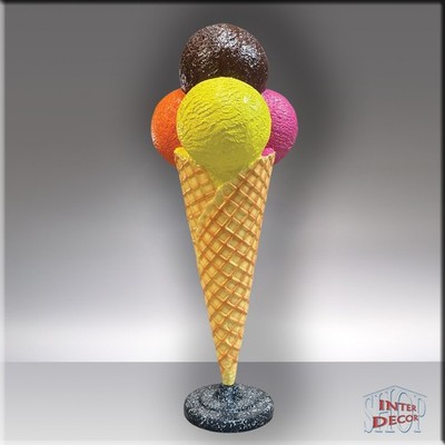 Werbe Deko Eiswaffel XXL für Eisdielen - Eistüte mit 4 Kugeln Eishörnchen 165 cm