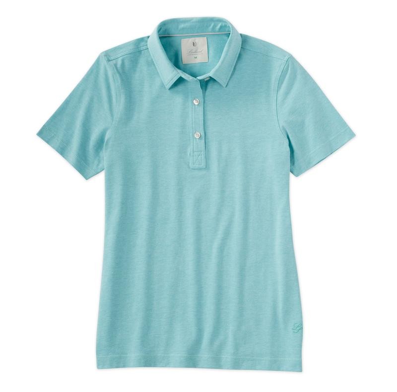Linksoul Womens Heathered Drytech Cotton Blend Golf Polo Tidepool Size Small