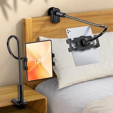 Gooseneck Tablet Holder for Bed, Adjustable ipad Stand with Long Arm Black