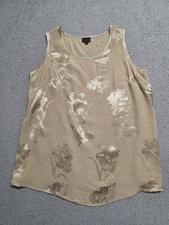 Ann Harvey Gold Metallic Floral Sleeveless Blouse Top Plus Size UK 18 Occasion