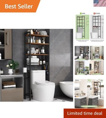 Over-The-Toilet Storage Rack, 4-Tier Bathroom Organizer Shelf Over Toilet wit...