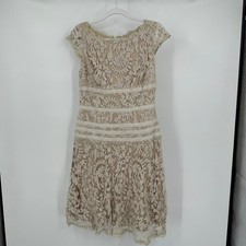 Adrianna Papell Women Romantic Lace Cocktail Dress Sz 10 Illusion Floral Wedding