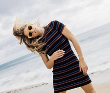 Free People So Easy Knit Mini Dress Women’s sz Large Hard To Find! NEW NWT