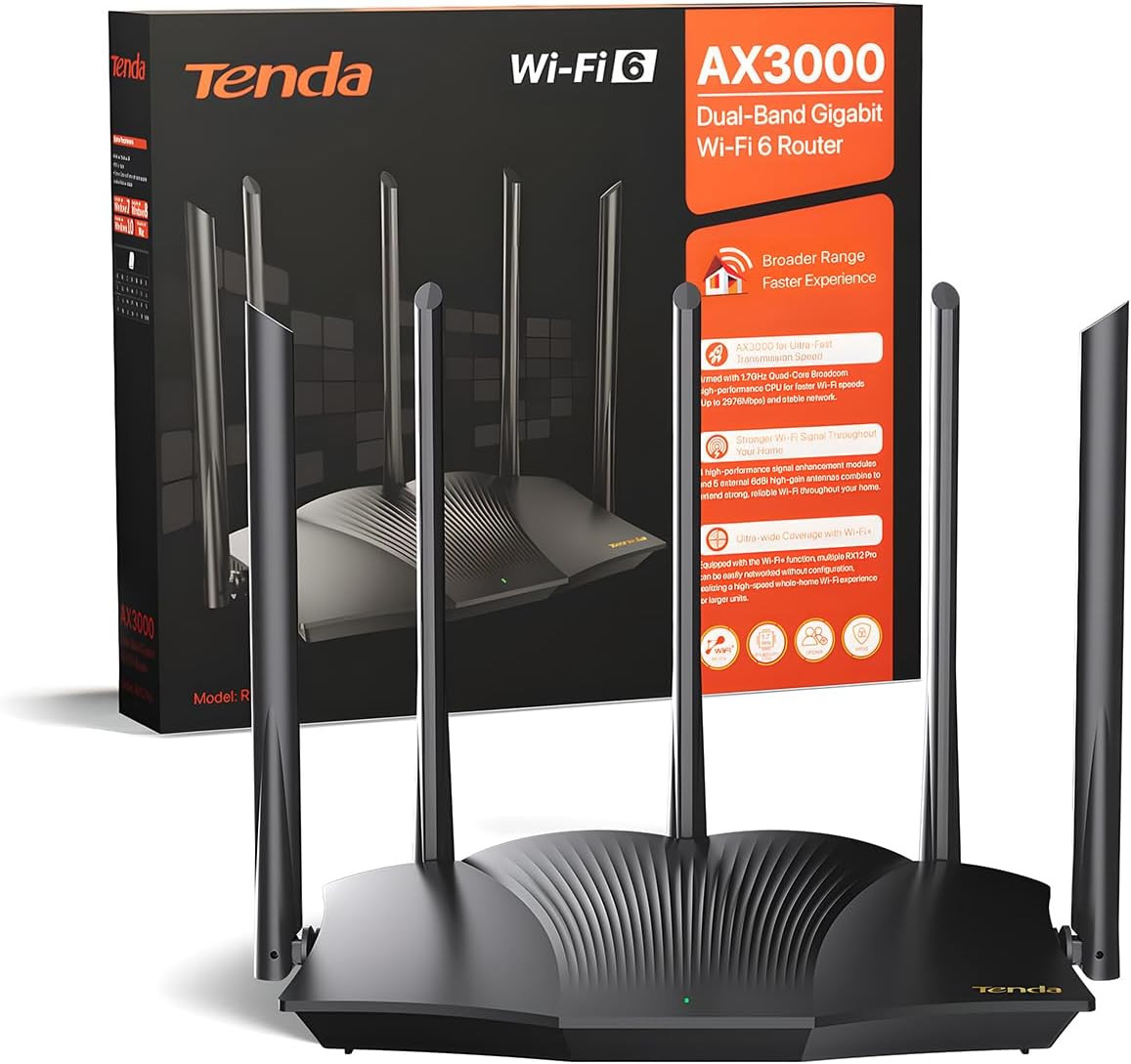 Tenda RX12 Pro AX3000 Router WiFi 6 Gigabit - Connessione Gaming Stabile