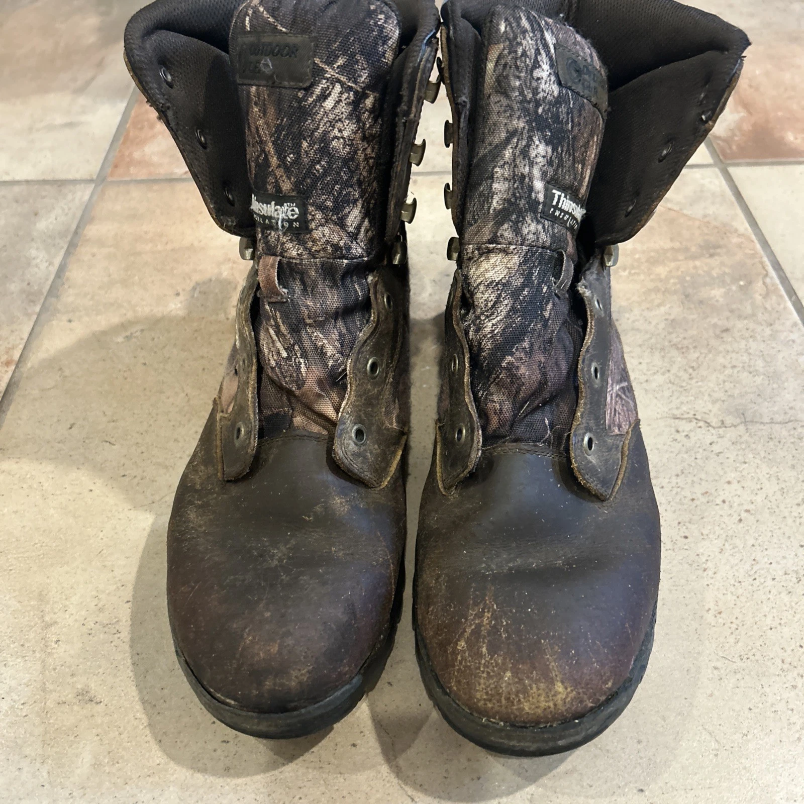 Rugged Outdoor Gear Thinsulate Camo Boots Size 10.5 leather Hunting Hiking