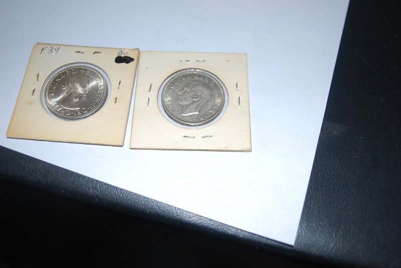 AUSTRALIA 1954 NEW ZEALAND 1940 1 FLORIN EACH .500 SILVER