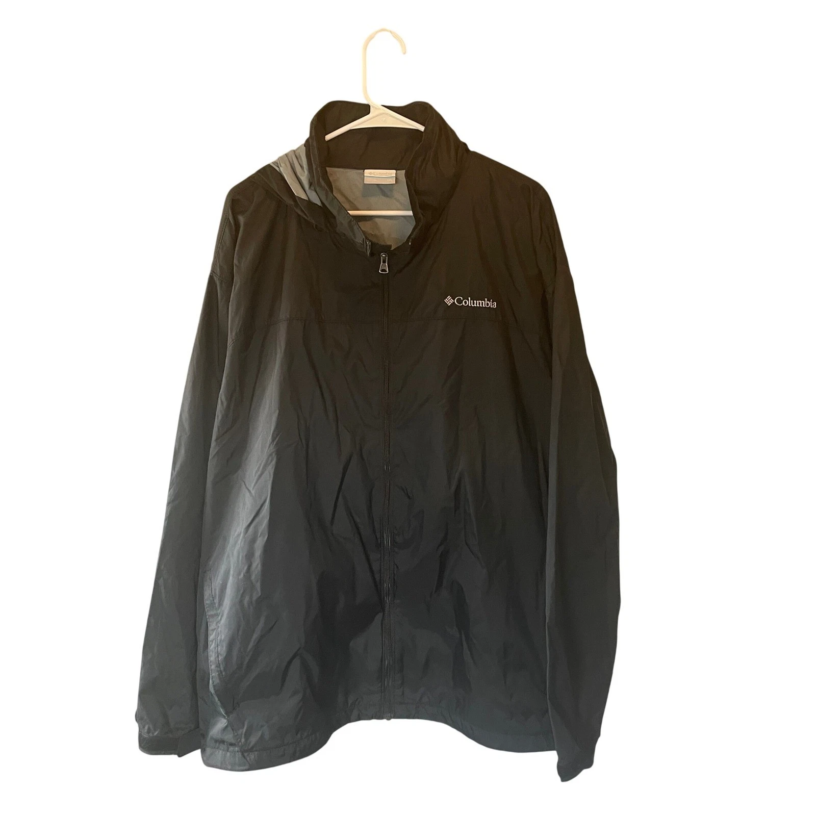 Columbia Mens Raincreek Falls Rain Jacket Windbreaker Black Hooded Size XXL