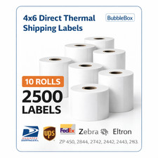 10 Rolls 4x6 Direct Thermal Shipping Labels - 250 per roll - 2500 labels