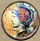 1922 P Peace Dollar TRUE GEM MULTI ALBUM RAINBOW TONED GENUINE BU AUTHENTIC GEM