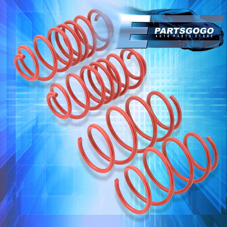 For 90-01 Acura Integra Front & Rear JDM Drop Suspension Lowering Spring Set Red - Изображение 3 из 3