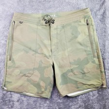 Roark Shorts Men's 34 Green Camo Swim Board Print Drawstring Beach Bottoms