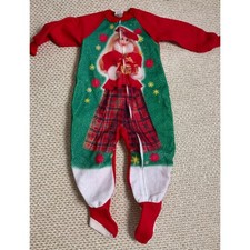 Vintage Barbie Christmas Fleece Footed Pajamas Girls Size 4 Holiday 90's Y2K