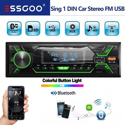 Autoradio mit Bluetooth BT Freisprech 1 DIN MP3-Player USB 7-Farben Aux FM