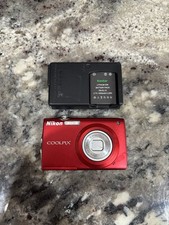 Nikon COOLPIX S205 12.0MP Digital Camera - Red W Charger Battery - Parts -