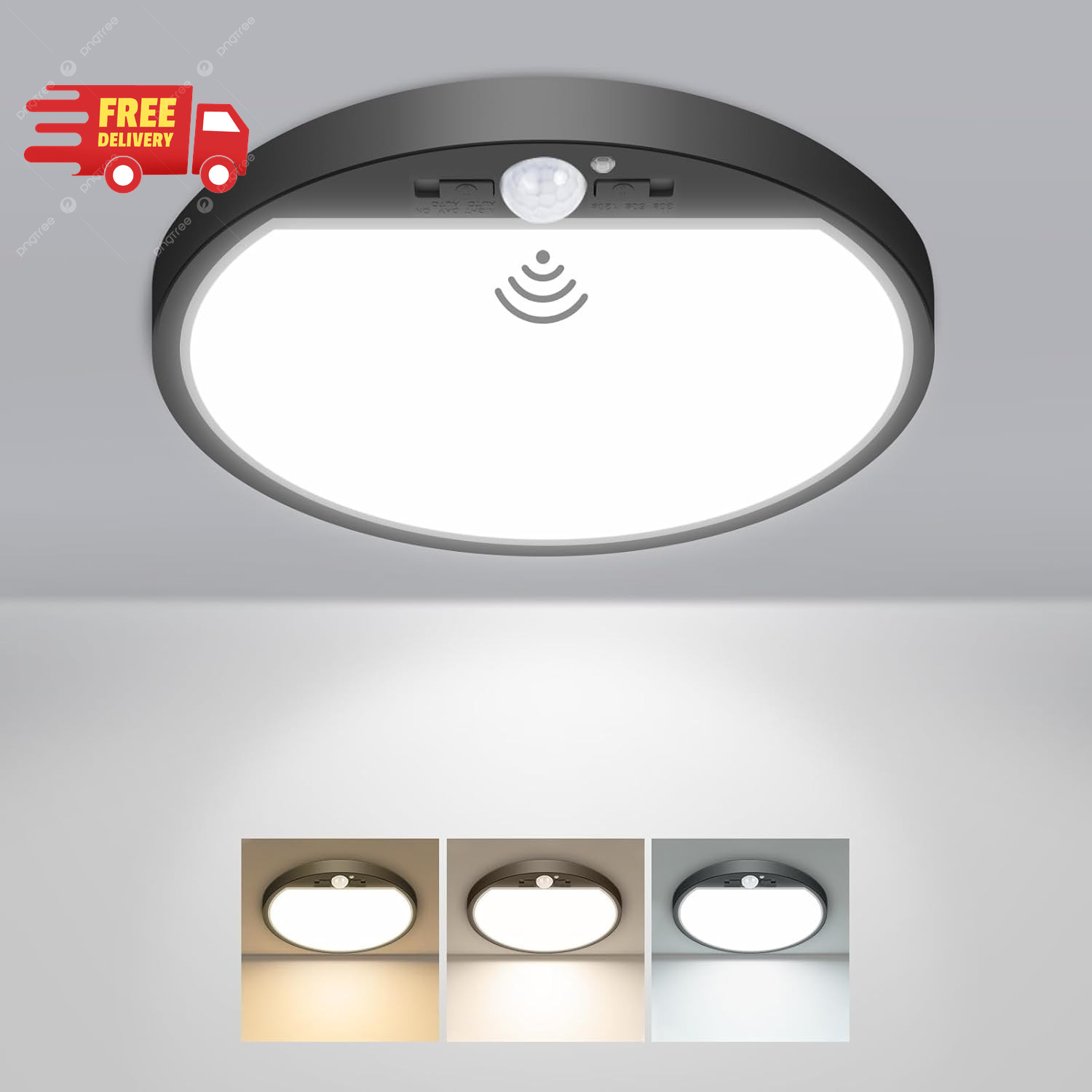 LED Ceiling Light with Motion Sensor, 3000K-4000K-6500K & 100W Equivalent Motion