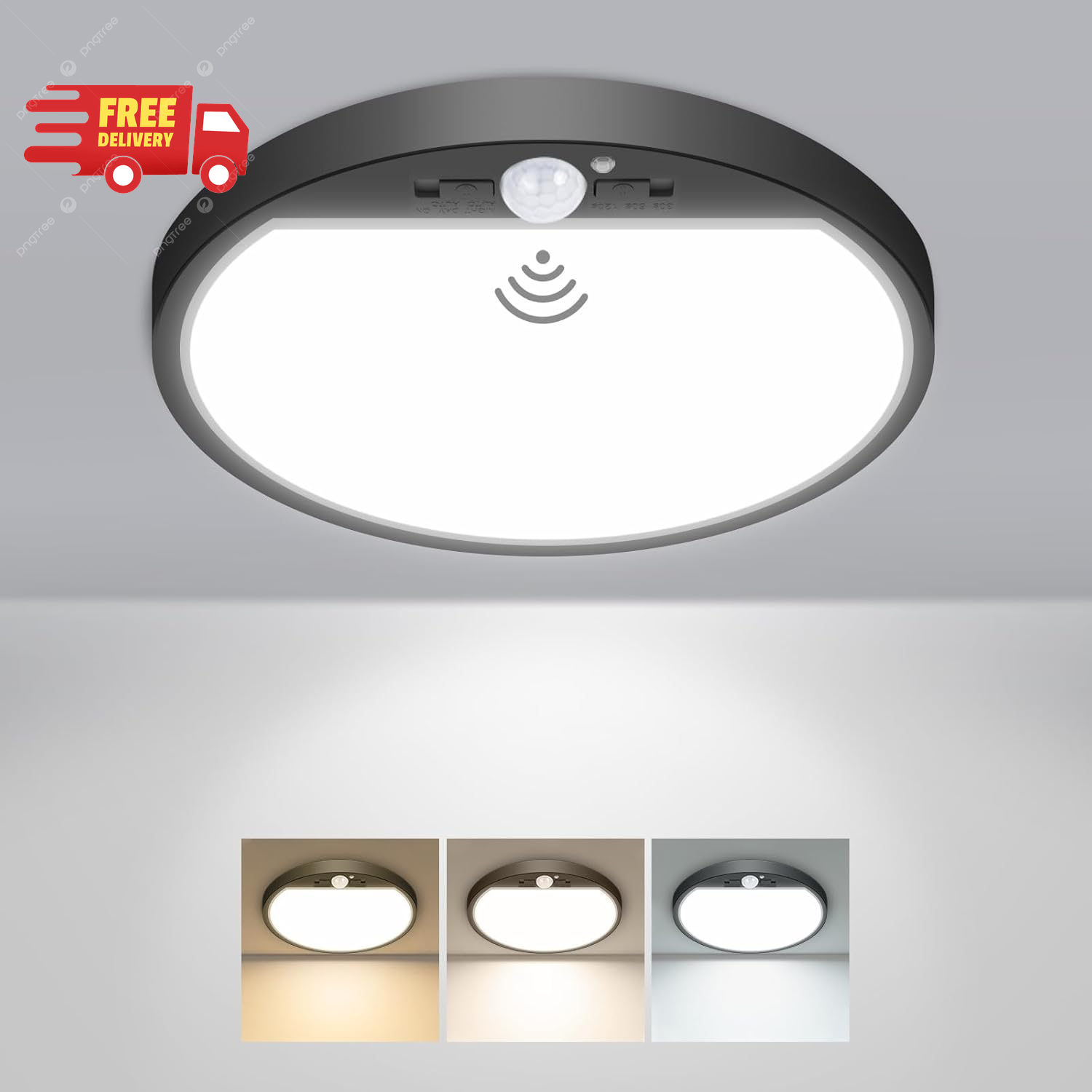 LED Ceiling Light with Motion Sensor, 3000K-4000K-6500K & 100W Equivalent Motion