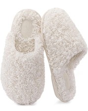 RockDove Women's Twirl Fleece Cozy Scuff Slippers Indoor Non-Slip Sz 9-10 White