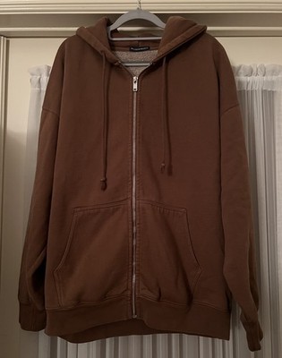 BRANDY MELVILLE John Galt Christy Hoodie Oversized Full-Zip Jacket Brown