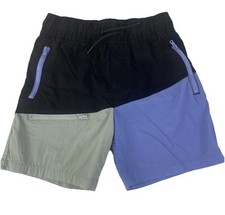 Wonder Nation Swimwear Trunks Boys Medium 8 Color Block Zip Pockets Drawstring