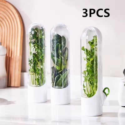 3PCS Herb Saver Storage Container Fresh Herb Keeper Vegetable Preservation Bottl