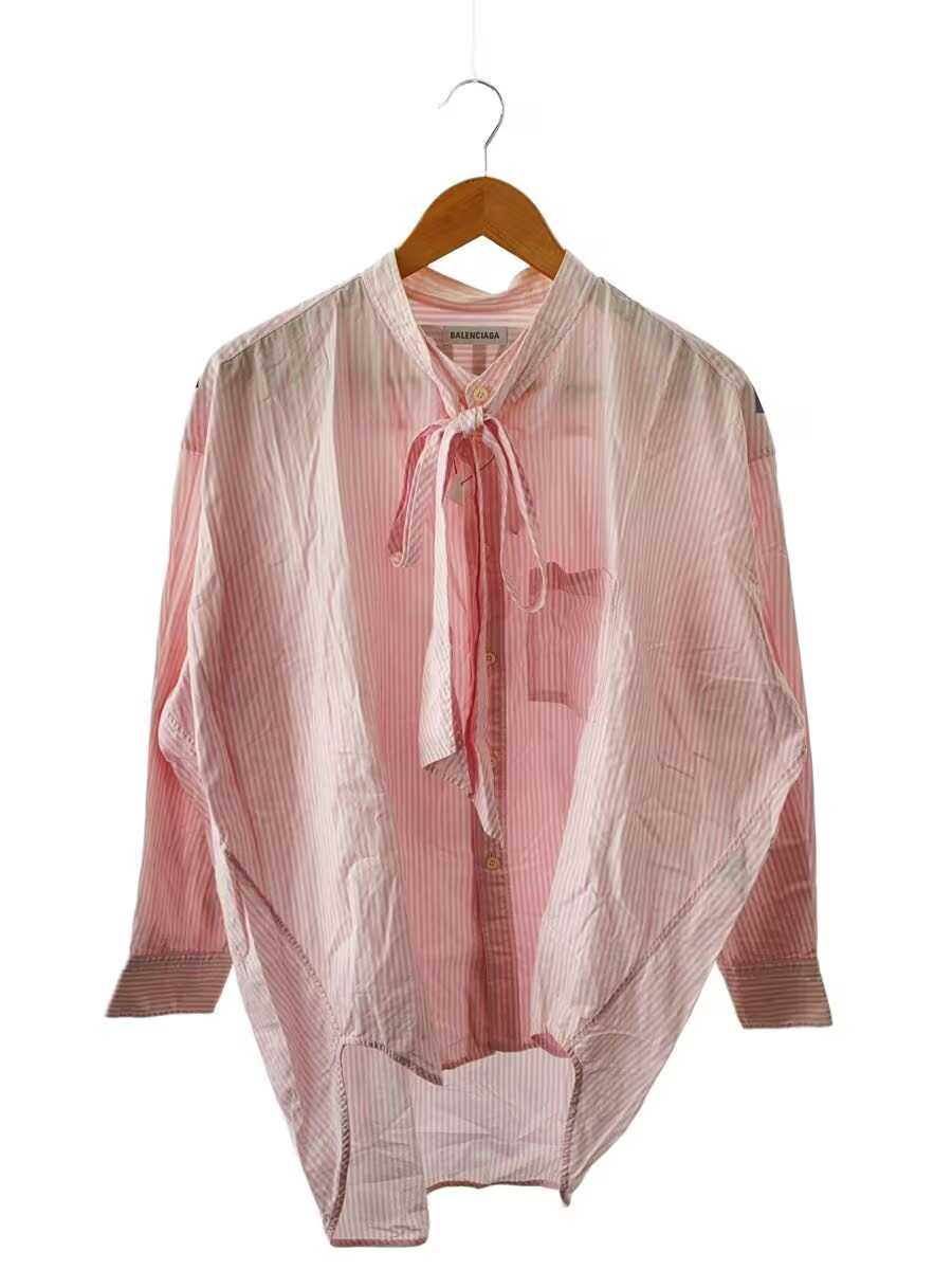 BALENCIAGA Long Sleeve Shirt, Size 34, Cotton, Pink Stripe, 4520497, TEM17 5875
