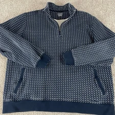 LL Bean Wayne Sweater Jacket Men’s 2XLT Cotton Stretch Heavy Birdseye Navy Ws