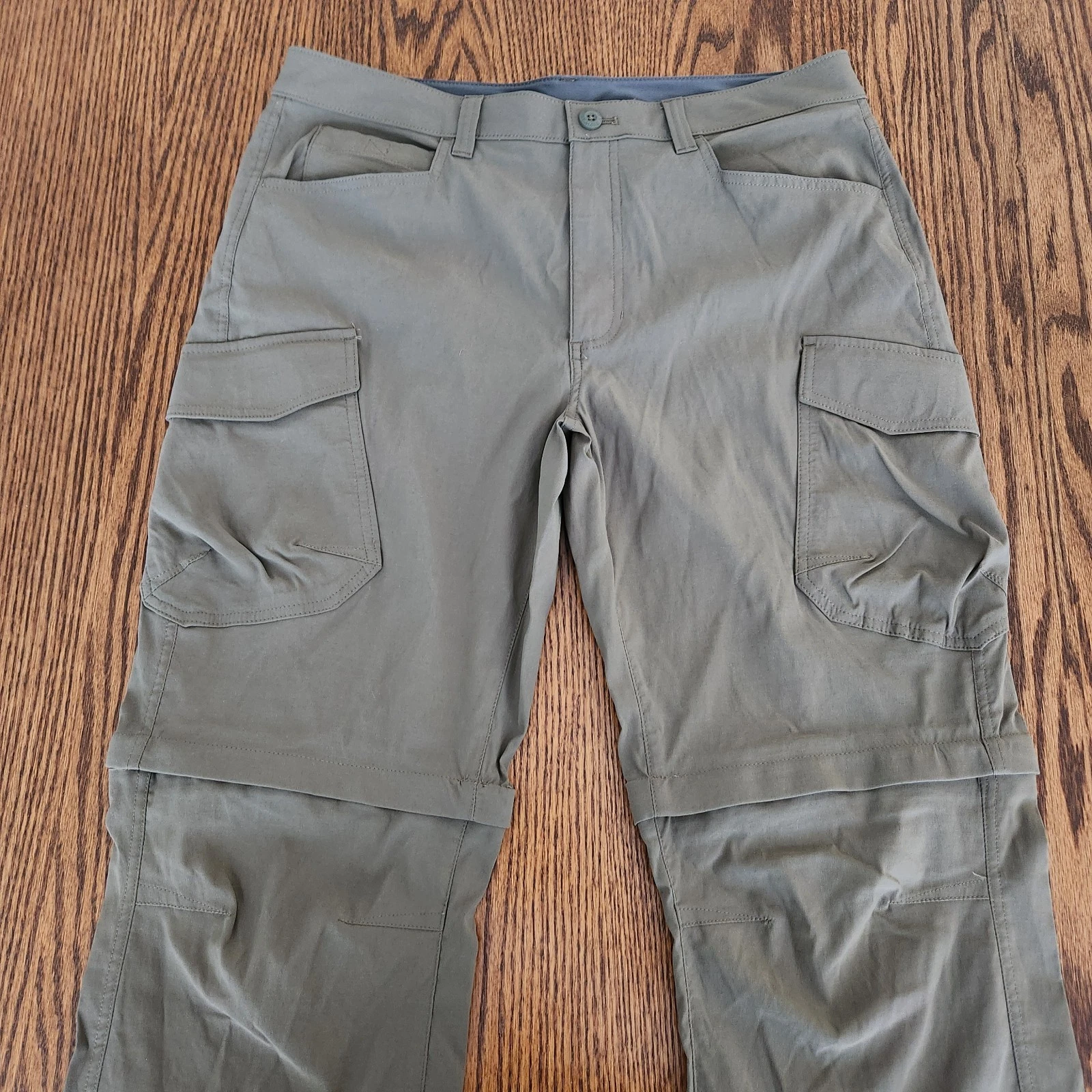 Eddie Bauer Men's Convertible Zip-Off Cargo Hiking Pants Outdoor 35x32 Green