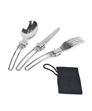 Folding Spoon Fork Knife Set Portable 3 in 1 Folding Dinner Flatware Utensils