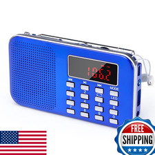 PRUNUS Mini Portable AM FM Pocket Radio MP3 Player LED Flashlight Micro SD/USB