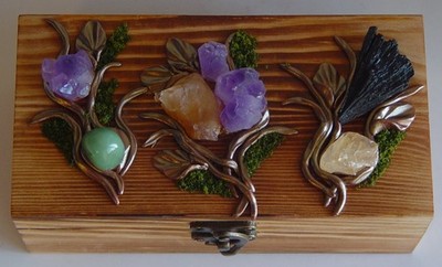 Wood Jewelry Trinket Alter Box Natural Crystal Unique One Of A Kind Storage (02)