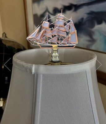 Handmade Stained Glass Sun catcher Sailing Whale Ship Lamp Finial 3D Z5