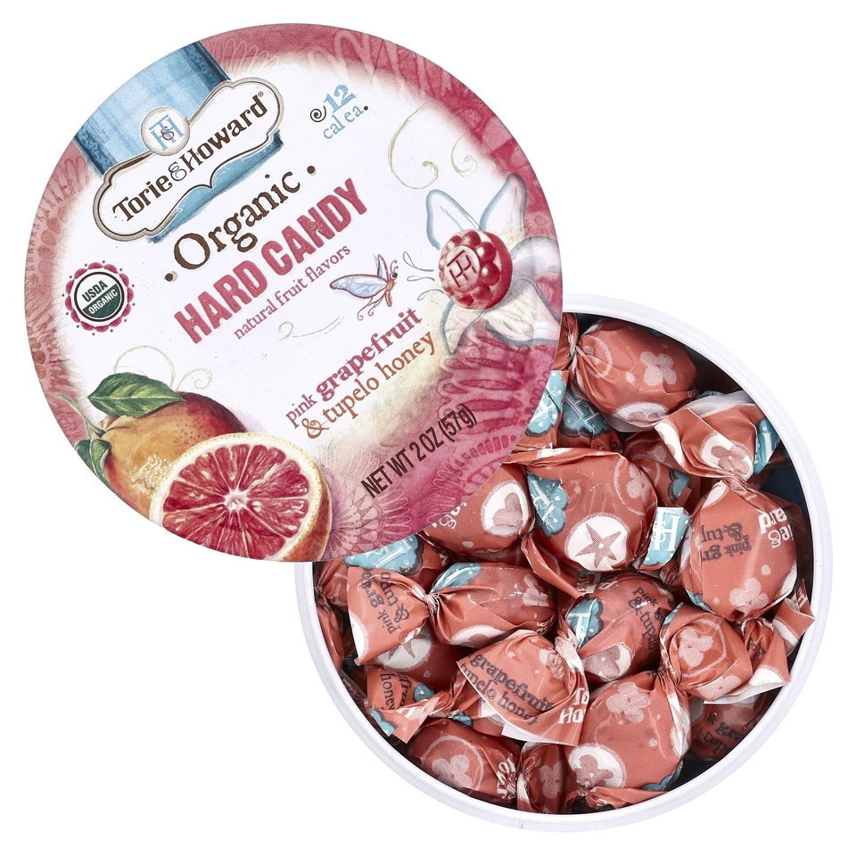 Caramelo duro orgánico, pomelo rosa y miel de tupelo, 2 oz (57 g) Foto 4 de 4