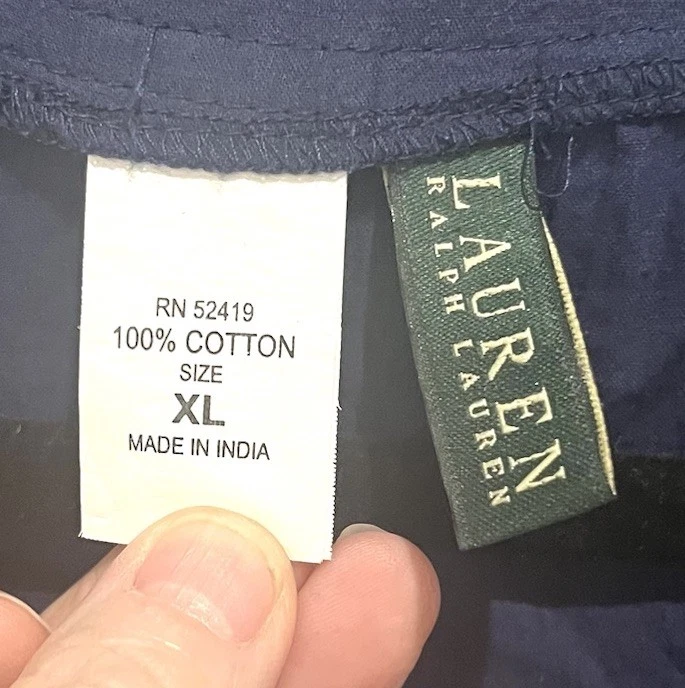 Lauren Ralph Lauren Cotton Crushed Tunic Cover-Up Dress Dark Navy XL Gauze - Image 2 of 4