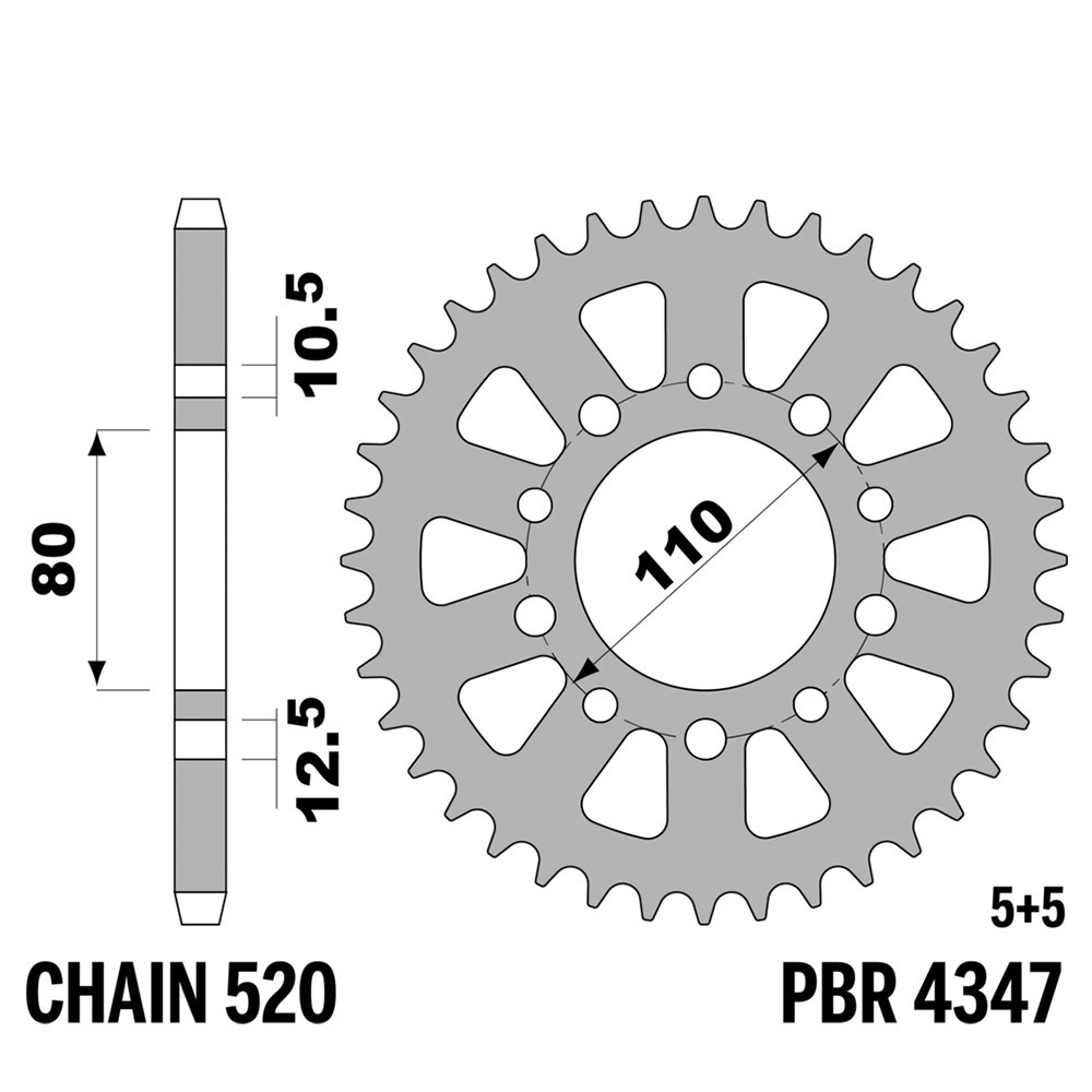 Pignon arrière PBR 42 dents pas 520 en acier pour Triumph America 865 2015-2017