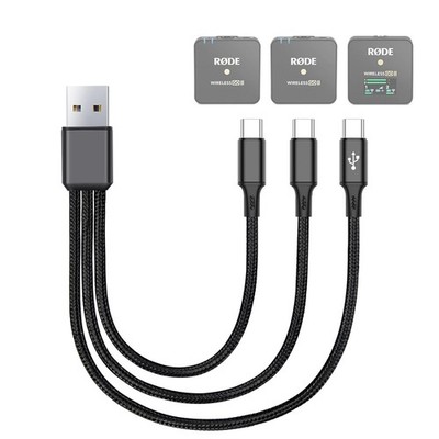 Weishan 3-in-1 Charging Cable Replacement for Rode Wireless Go 2 II Microphone