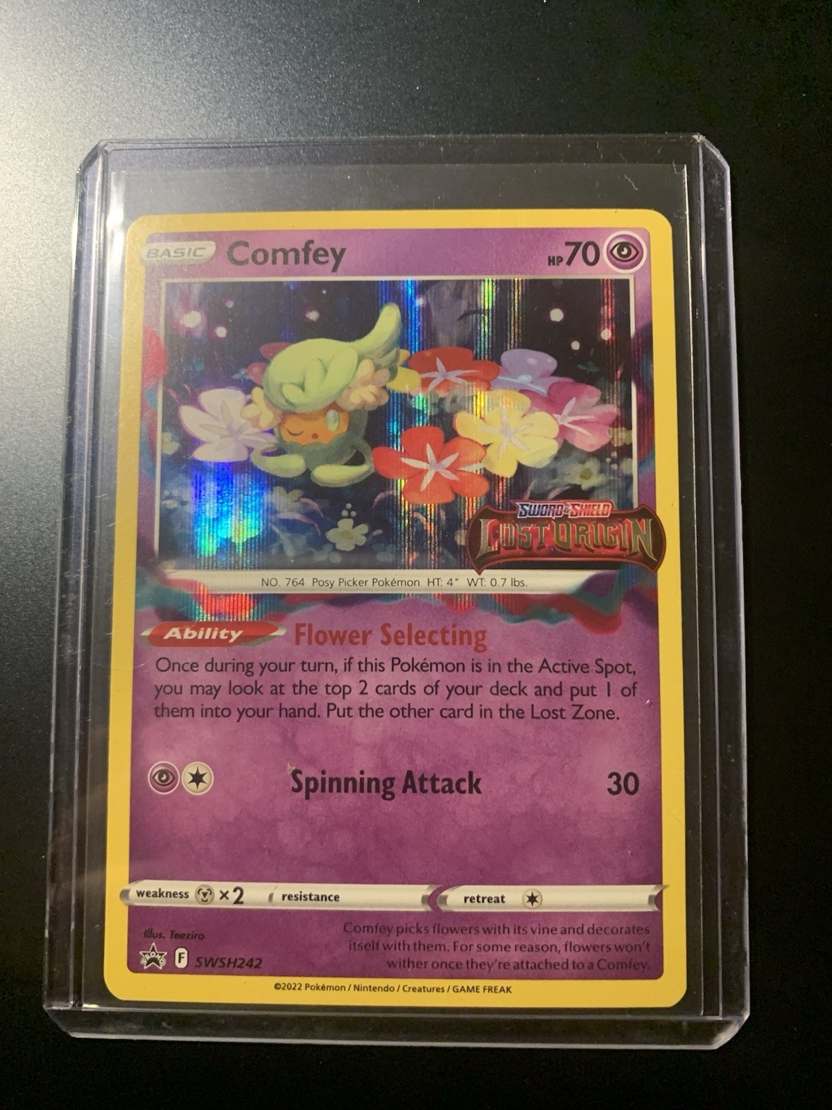 Comfey SWSH242 Stamped Pre Release Promo Holo Lost Origin Pokemon TCG Near Mint