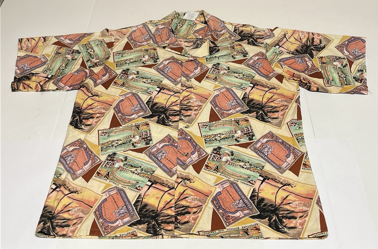 Vtg Casablanca Marco Hotel Excelsior Hotel  Hawaiian Shirt Mens Large Button image 2