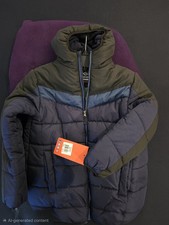 Hawke Co Winter Jacket Boys 10/12 Blue Hooded Puffer Dynamic Sport Fiber Coat