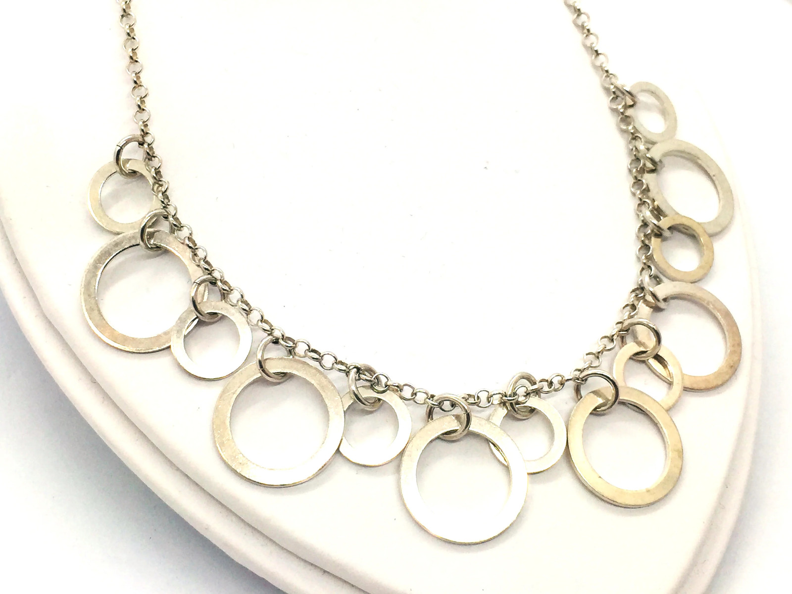 Solid Sterling Silver Necklace with Circle Charms - image 4