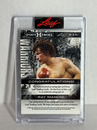 RAY MANCINI 2025 Foglia Eroi Sportivi Guerrieri ARGENTO GHIACCIO ~ AUTO #'d /35 - Foto 2 di 2