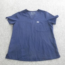 FIGS Shirt Womens M Blue Technical Collection V Neck Short Sleeve Scrub Top